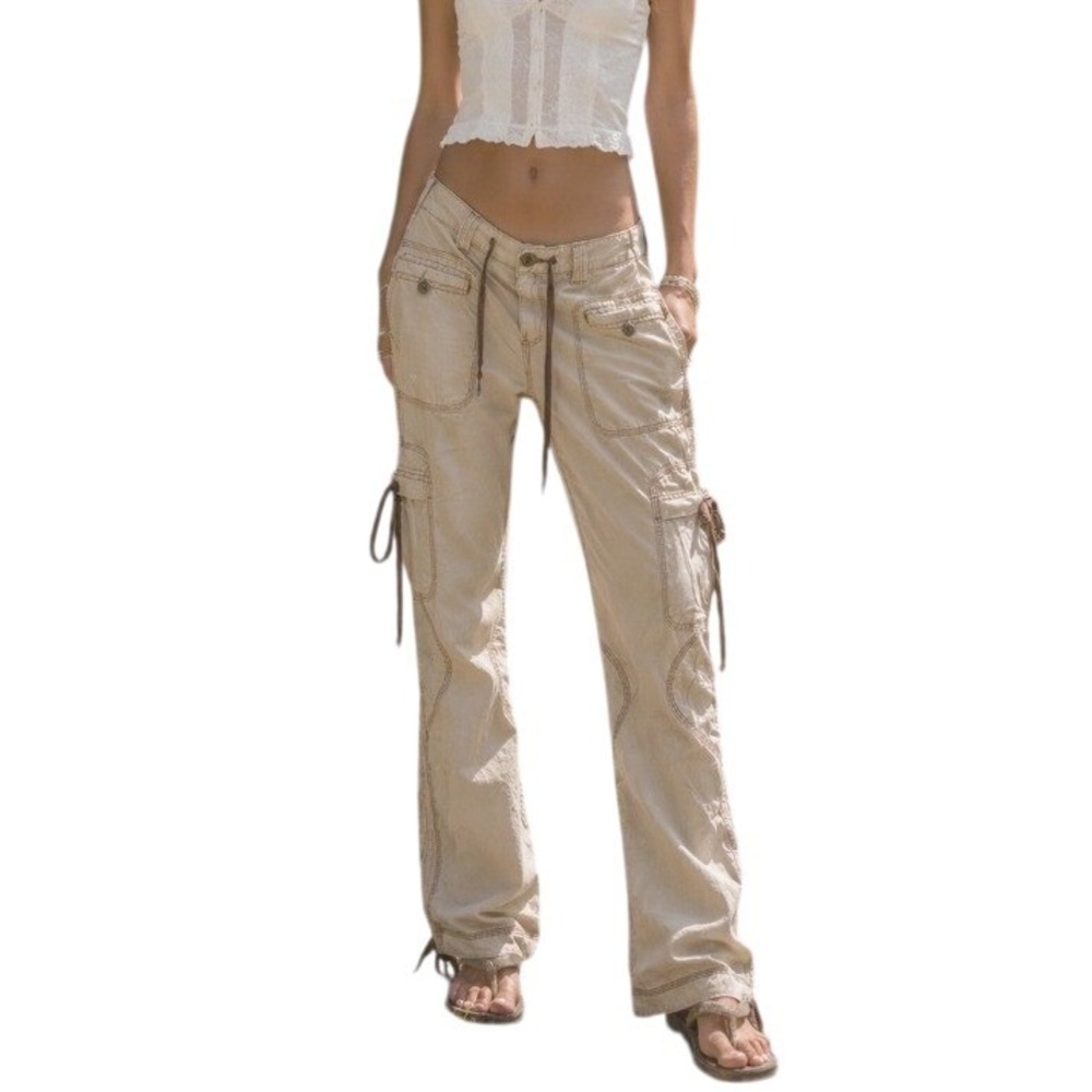 Y2K Low Rise Brown Cargo Pants Baggy Utility 13 Cotton Gorpcore Skater Bratz 90s